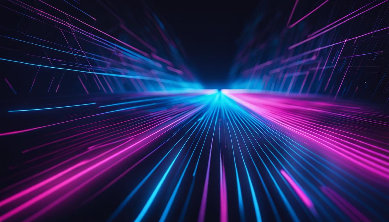 3d rendering, abstract neon background with ascending pink a...