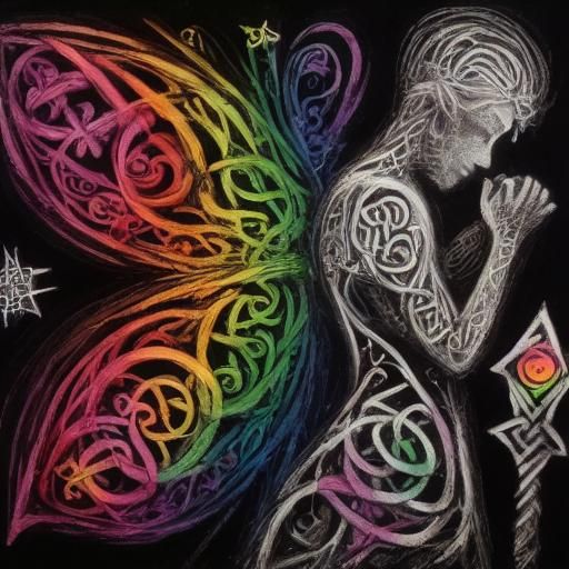 <lora:Knotwork Sketches:1.0>  Crayon drawings ,surreal  frie...