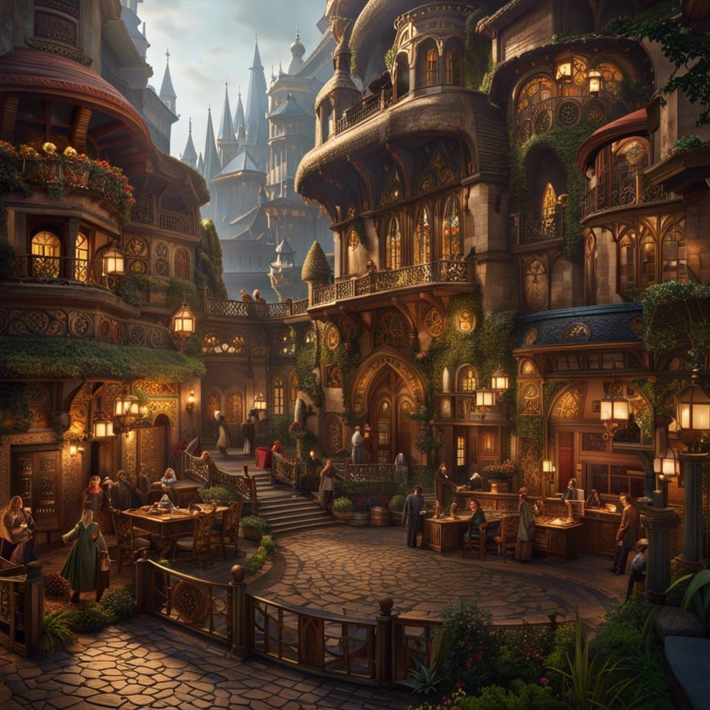 Magical Bustling fantasycore market in a great city. - AI Generated ...