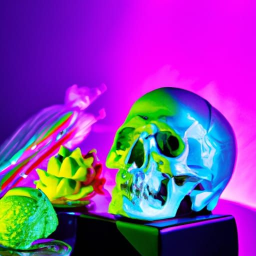 Cerebral space astronomy skulls and pickles vibrant chromati...