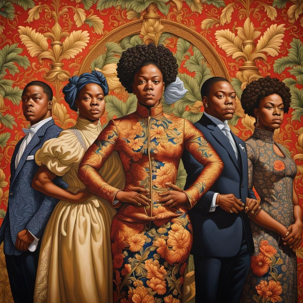 Art by Kehinde Wiley, regal depiction of diverse individuals, unity in ...