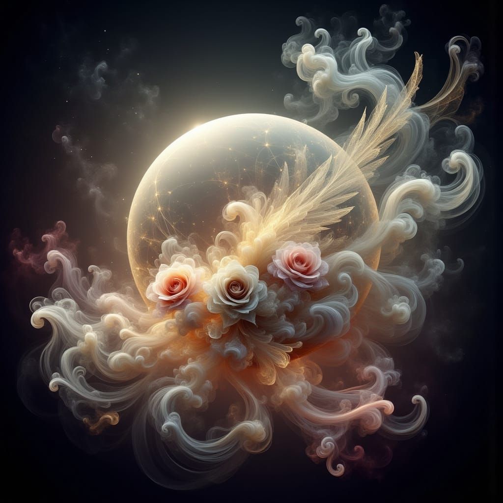 Celestial Sphere Drifting Through Cosmos in Fantasy Style