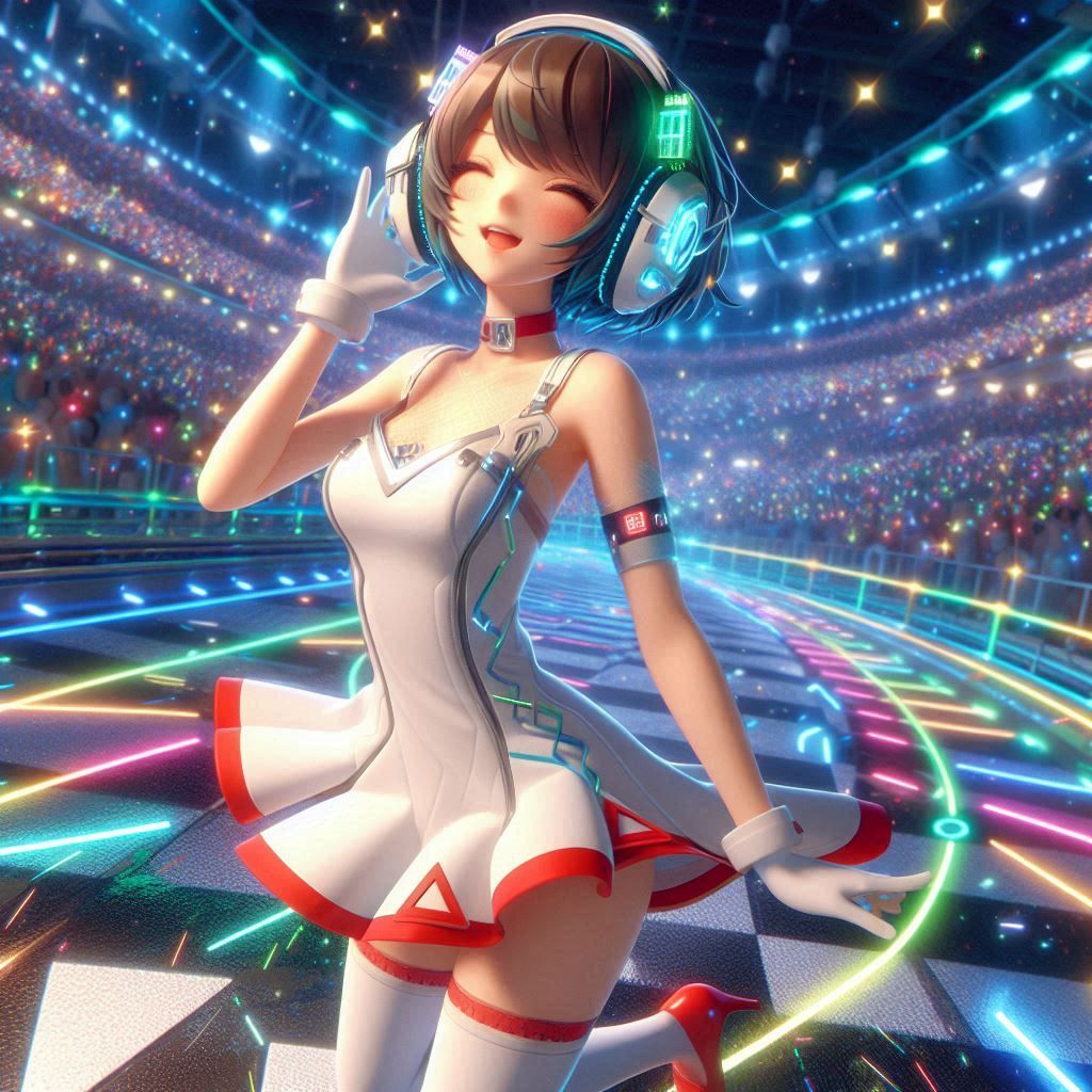 anime Beatmania IIDX artwork 3D render, low poly, game, japa...