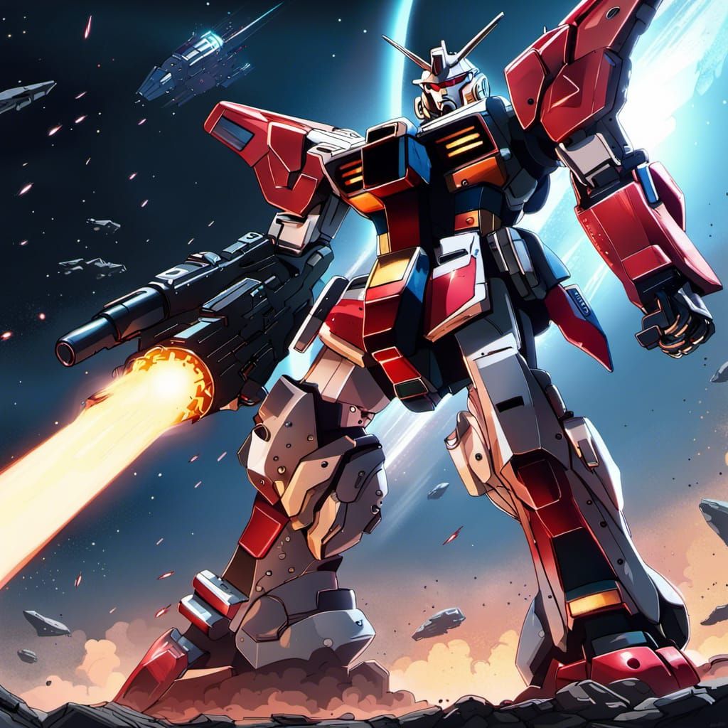 Gundam Mecha defending the city 🔥🌆