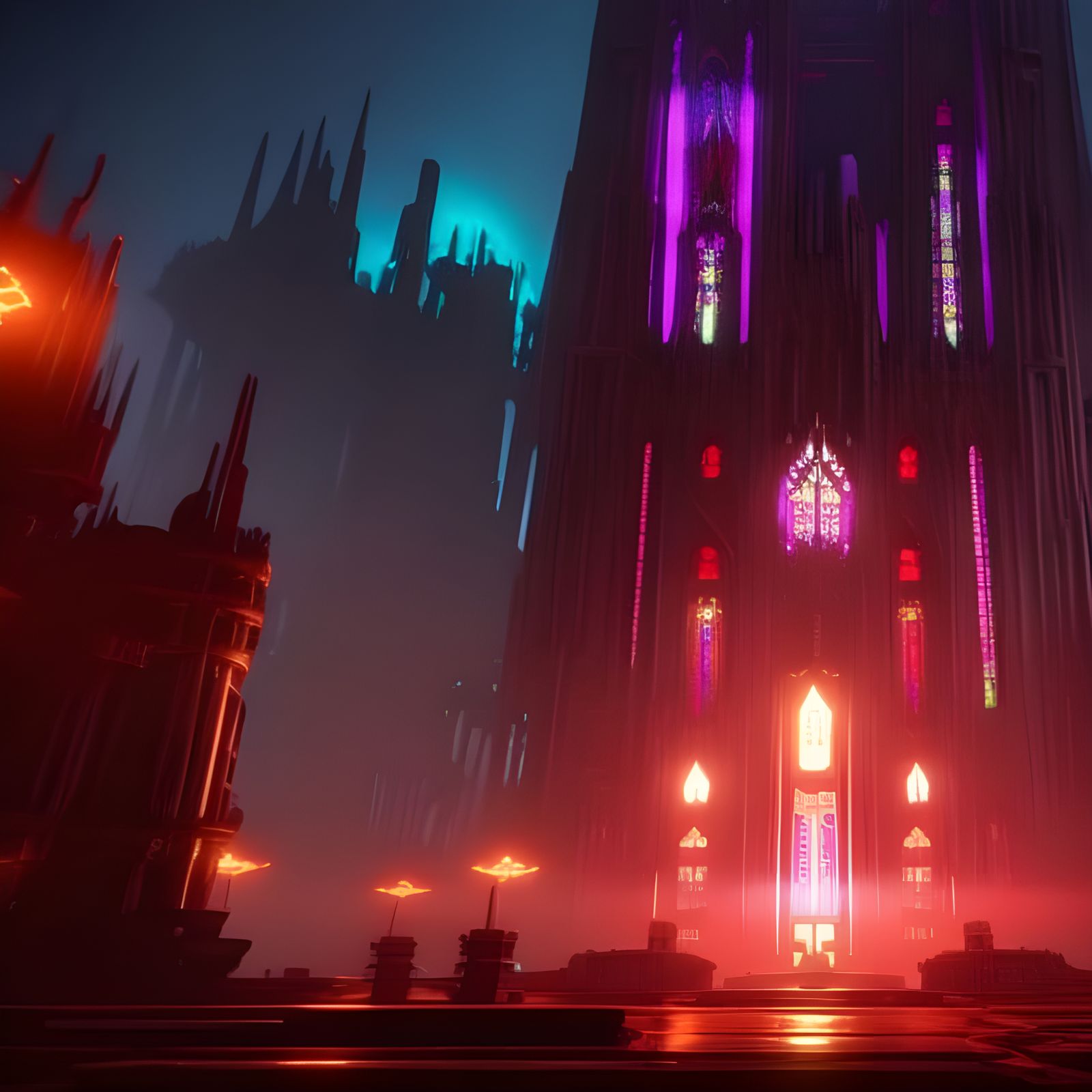 The Neon Cathedral (Cyberpunk) - AI Generated Artwork - NightCafe Creator