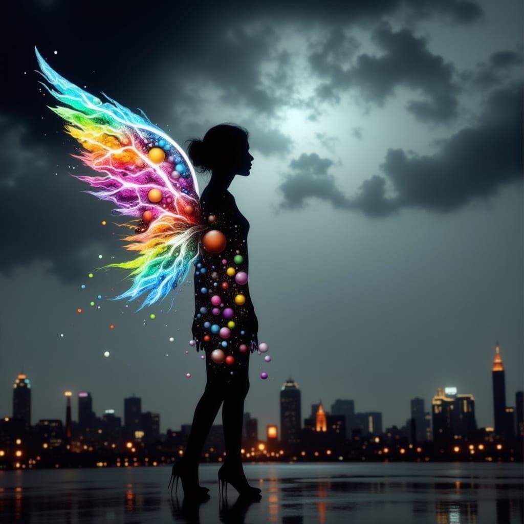 <lora:Mythic Draw:1.0> The silence of grey concrete makes me scream in color, alcohol inks, water colors Darkness incarnate as a woman in de...