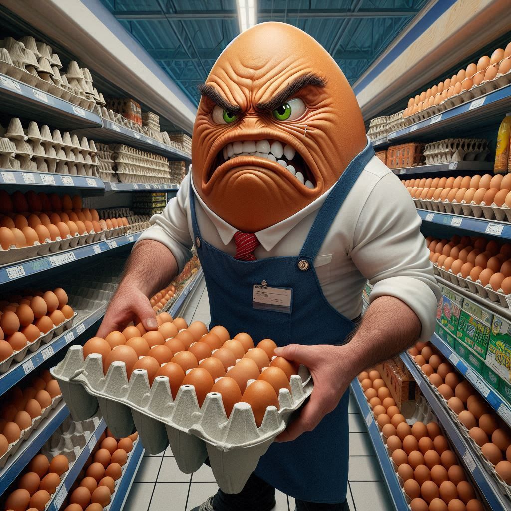 Putting thousands of egg cartons on the shelves ... what irony!