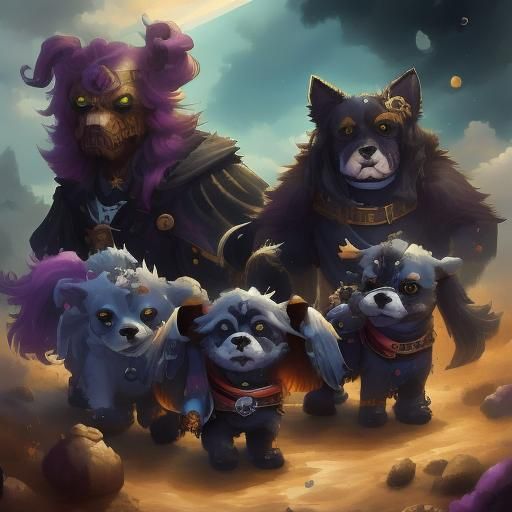 <lora:Spirit World:1.0> grimdark Warhammer puppies 