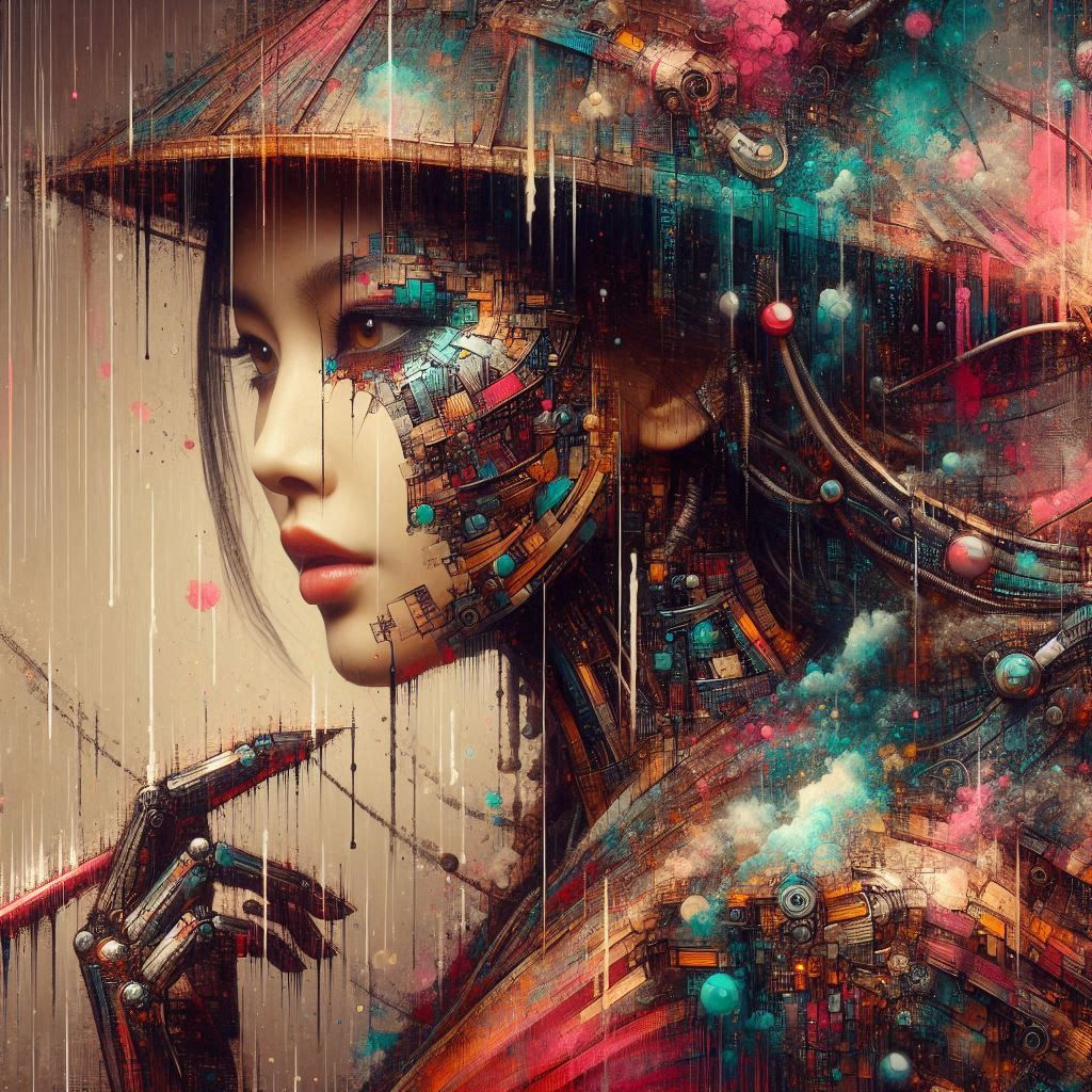 double exposure beautiful fantasy DALL-E 3 portrait landscap...