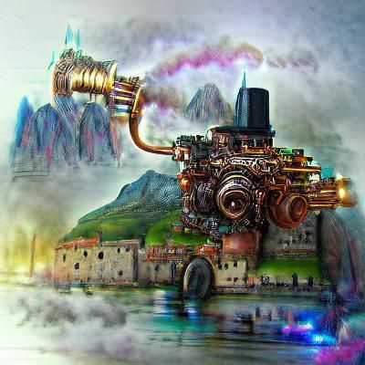 Peisaj din Norvegia cu castel si vikingi. 8k resolution holo...