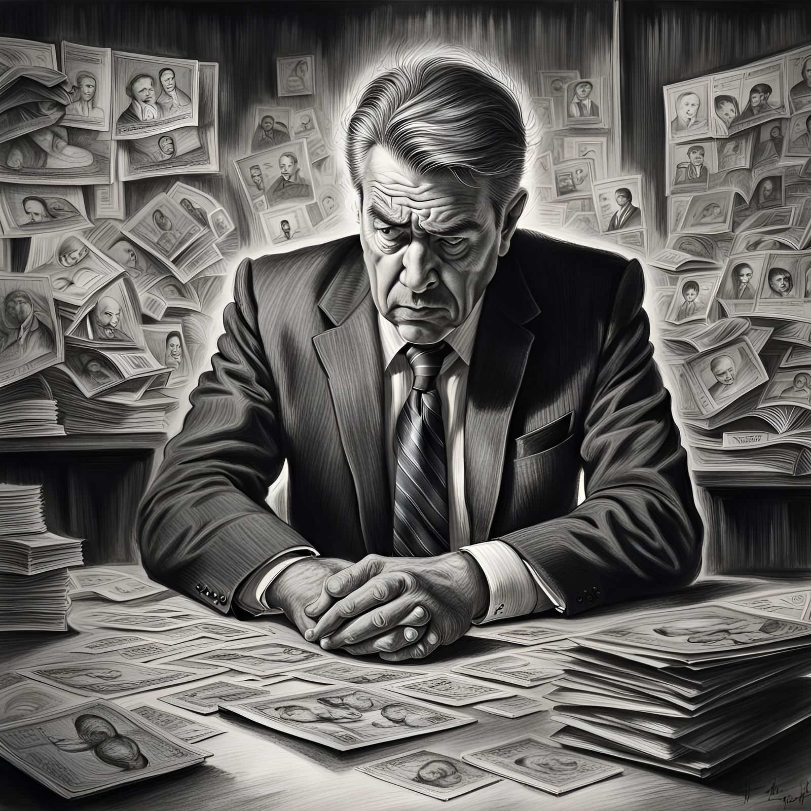 Sad Business man with the amount of politics he has to do.