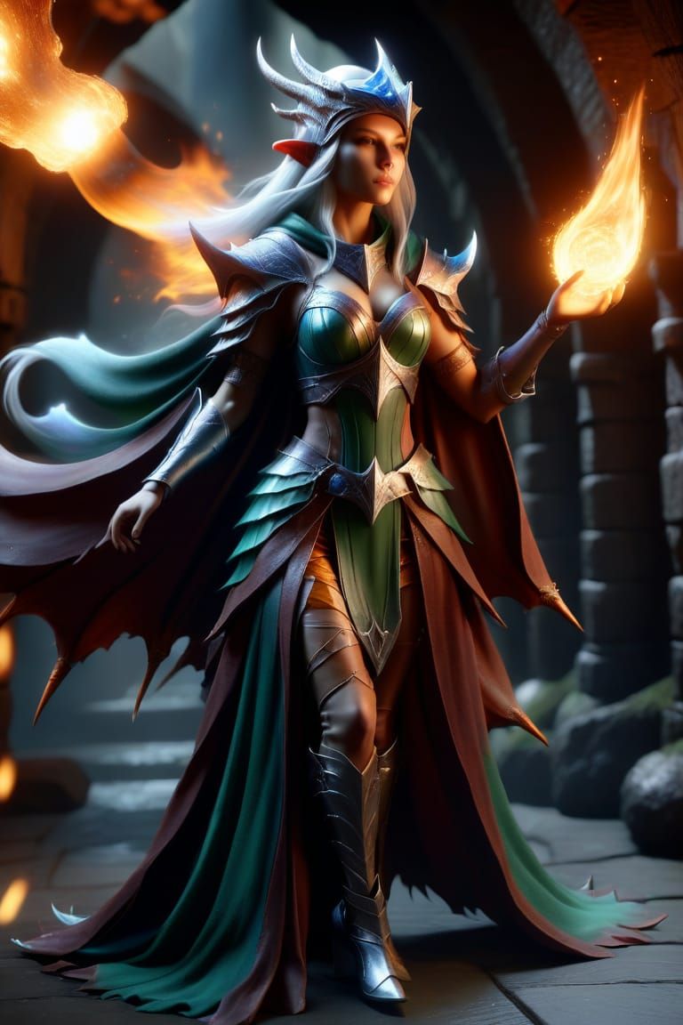 Elven Sorceress Izmira in Dragon's dungeon IV