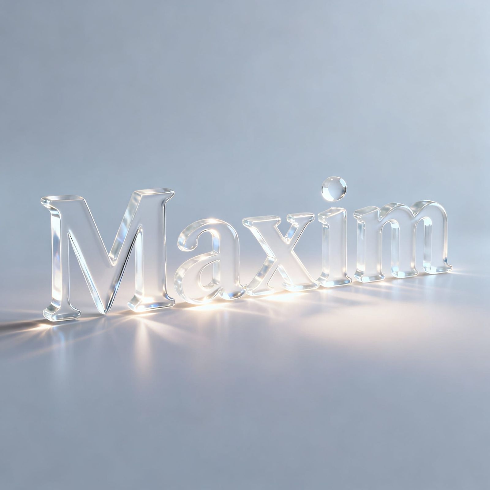 Mesmerizing 3D Render of "Maxim" in White Glass