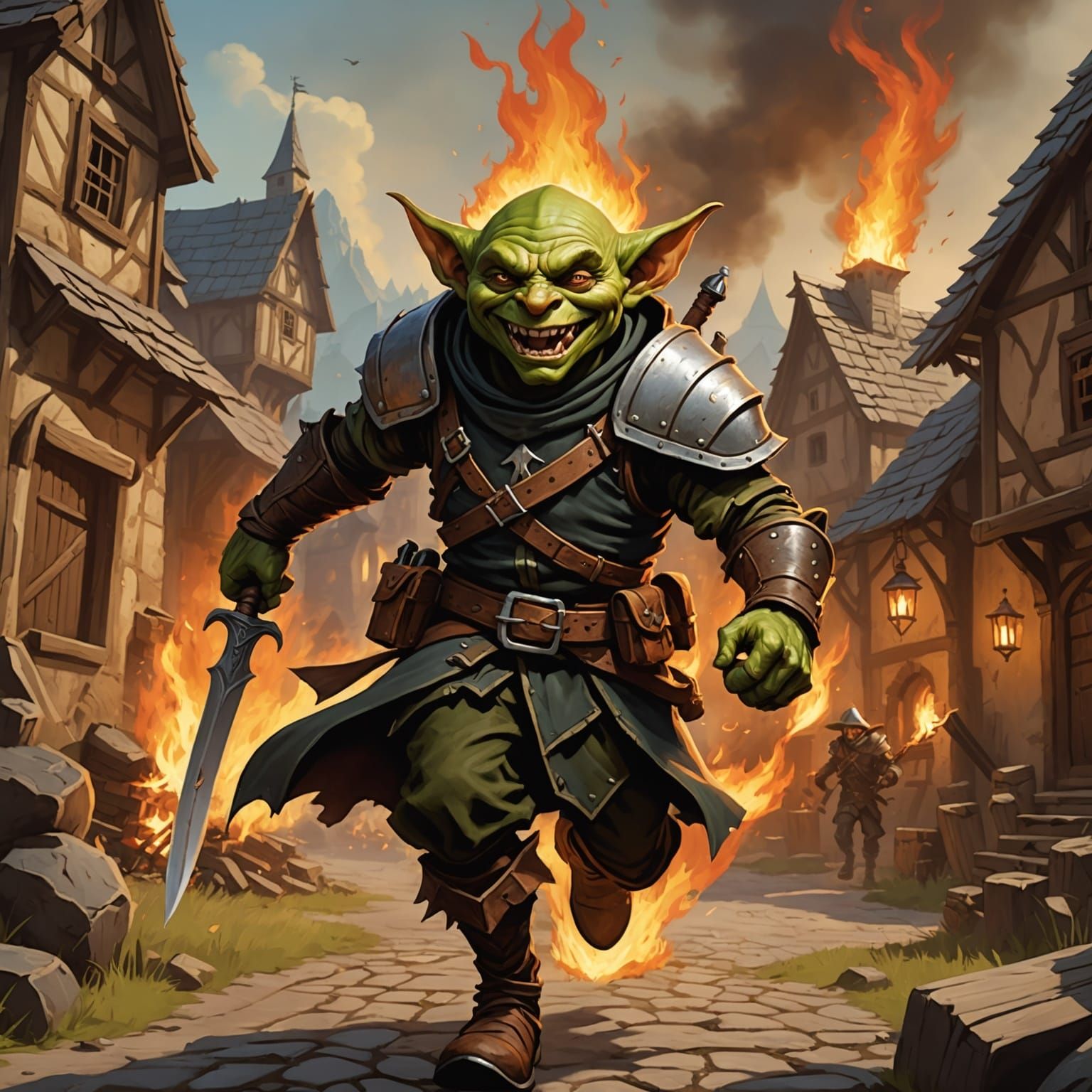 Goblin rogue from dungeons and dragons, with a Dagger in his...
