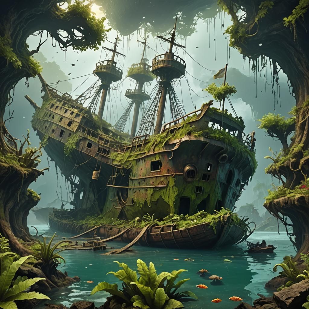 Погибший старинный корабль - AI Generated Artwork - NightCafe Creator