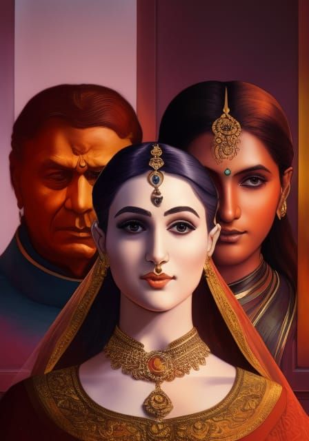 India culture WLOP complementary colors detailed painting hy...