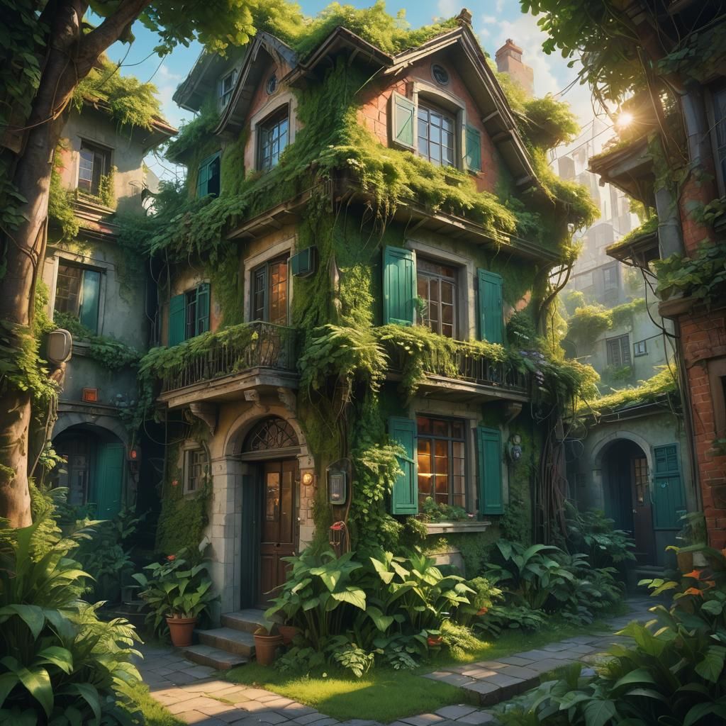 Lush City House: Sci-Fi Matte Painting