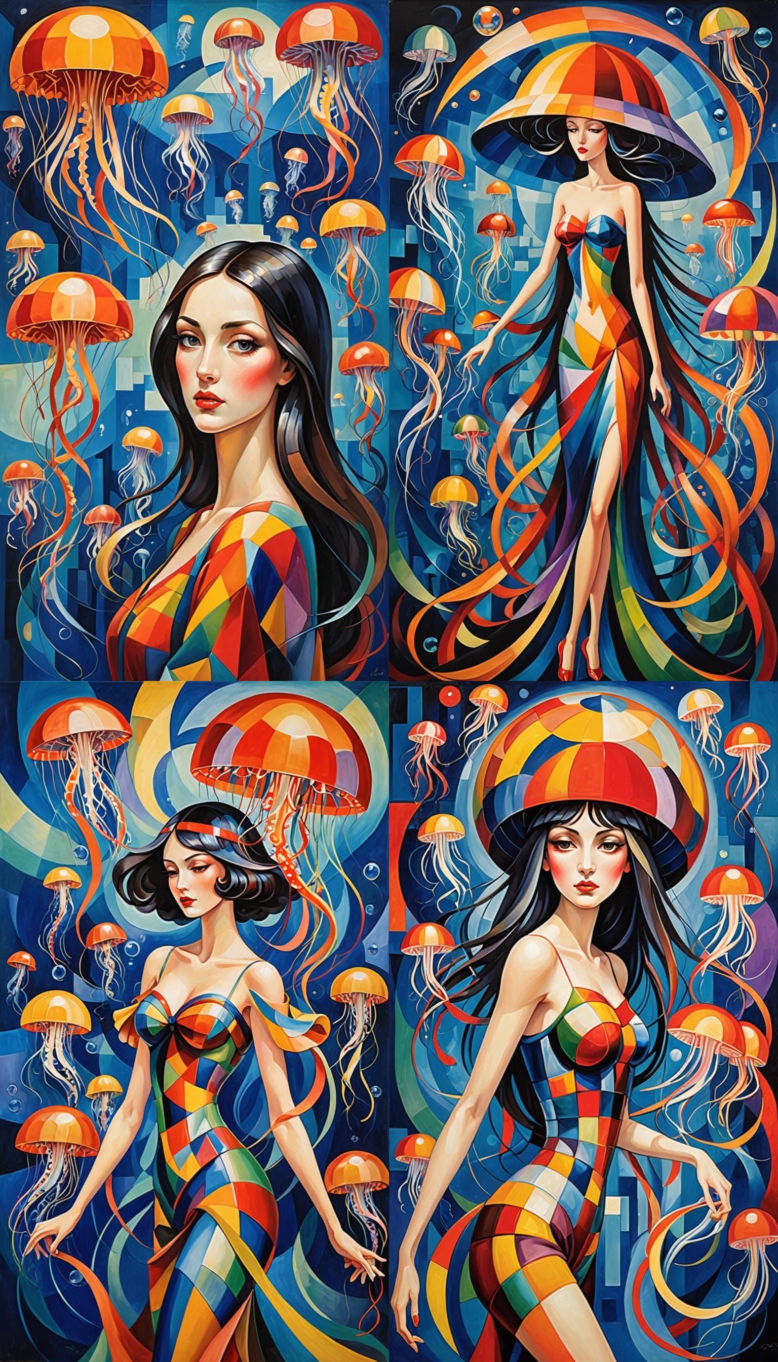 Abstract Cubism: Immortal Jellyfish in Euclidean Geometry