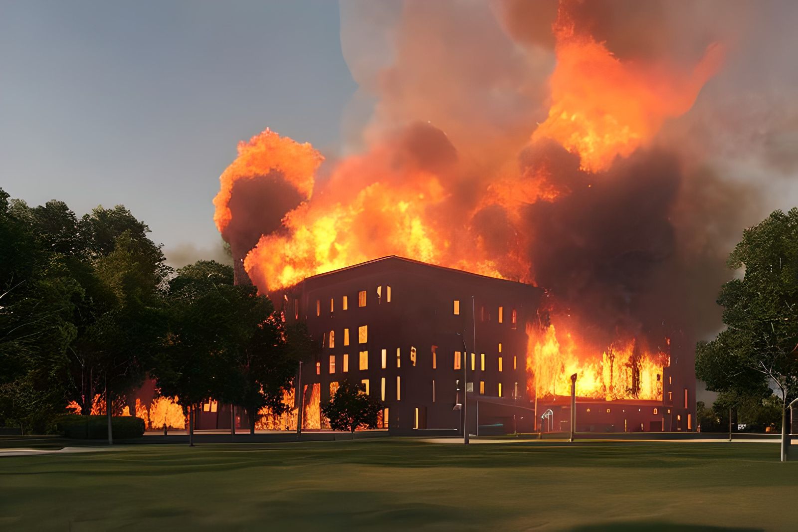 Burning building