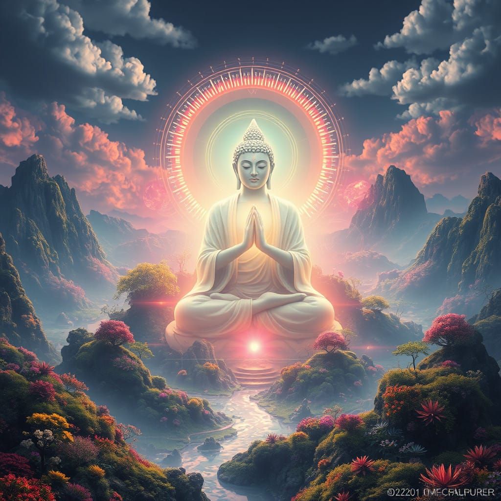 Ethereal Being Radiates Universal Loving-Kindness in Vibrant...