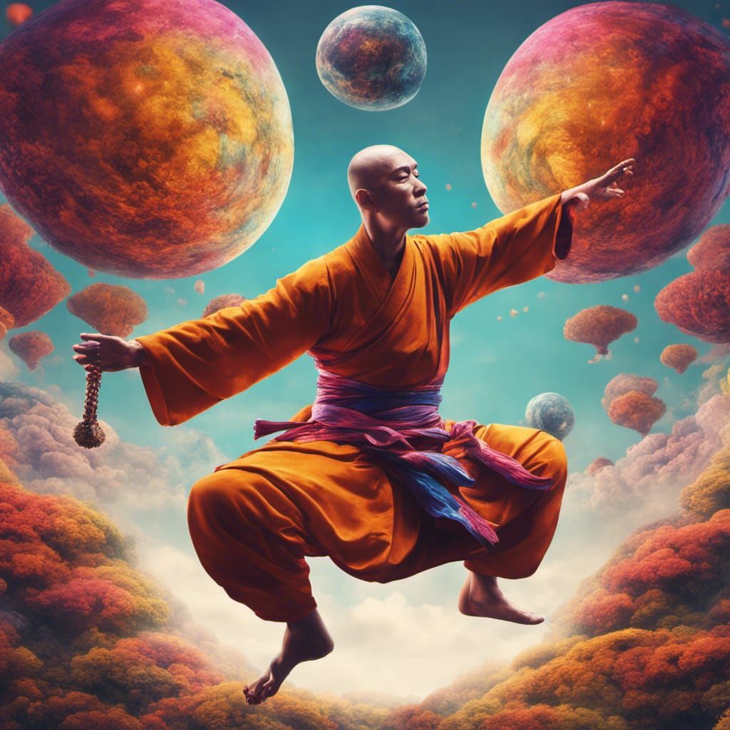 uper chill levitating meditation peacefully warrior monk asc...