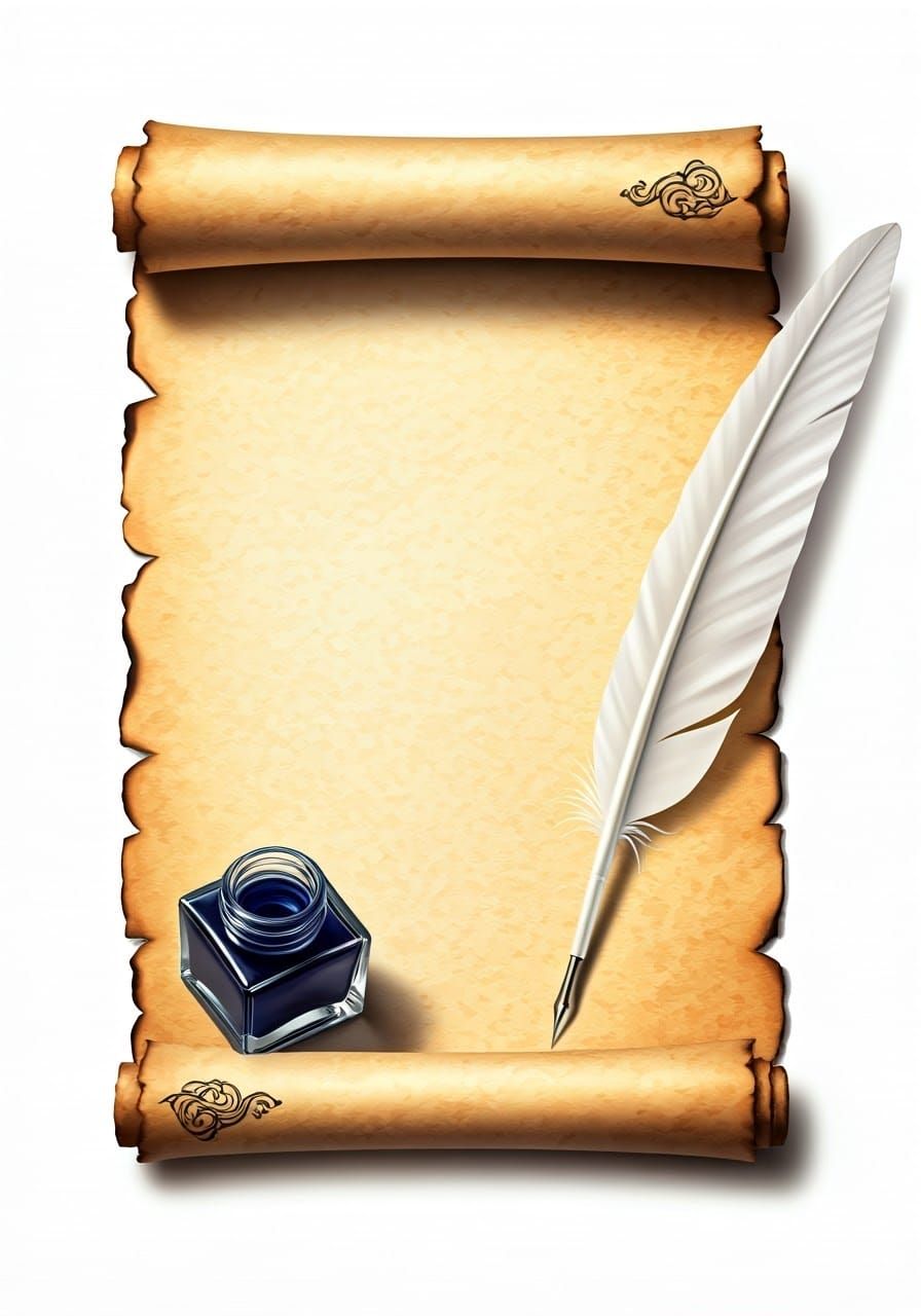 Antique Parchment Scroll in Romantic Style