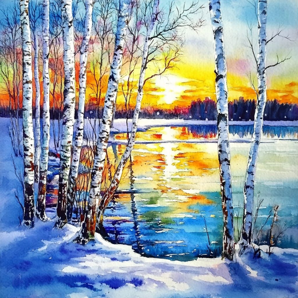 Winter watercolor  by @Franciska