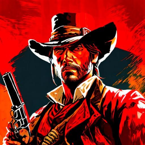 Portrait of John Marston, red dead redemption, rough pop art, red and ...