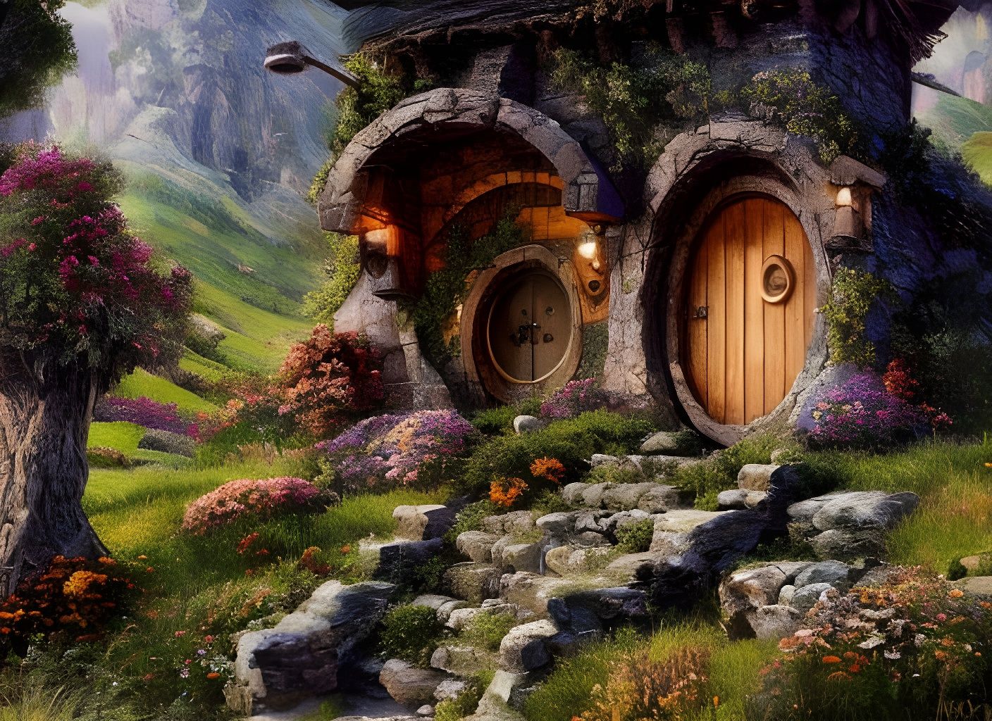 Tower of nested Hobbit homes.  by @E_Williams