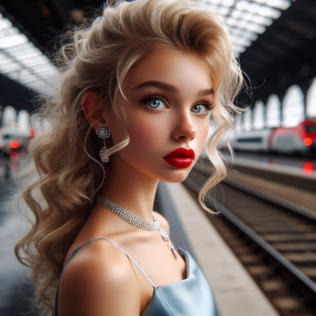 April waiting for a train to her next adventure