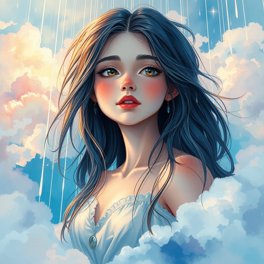 Enchanted Dreamscapes: Young Woman in Ethereal Whimsy