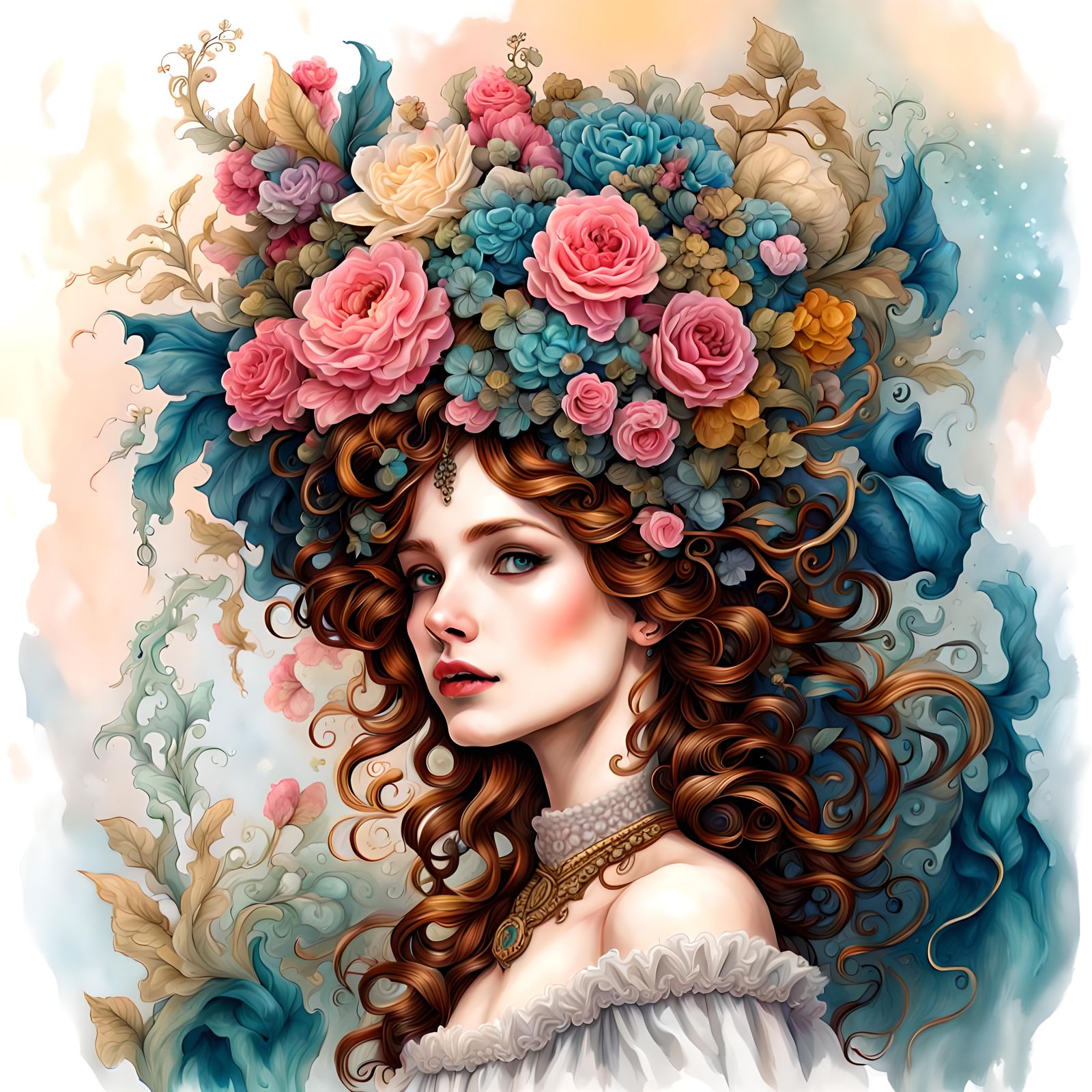 fantasy victorian woman , hyperdetailed, hyperdetailed, colo...