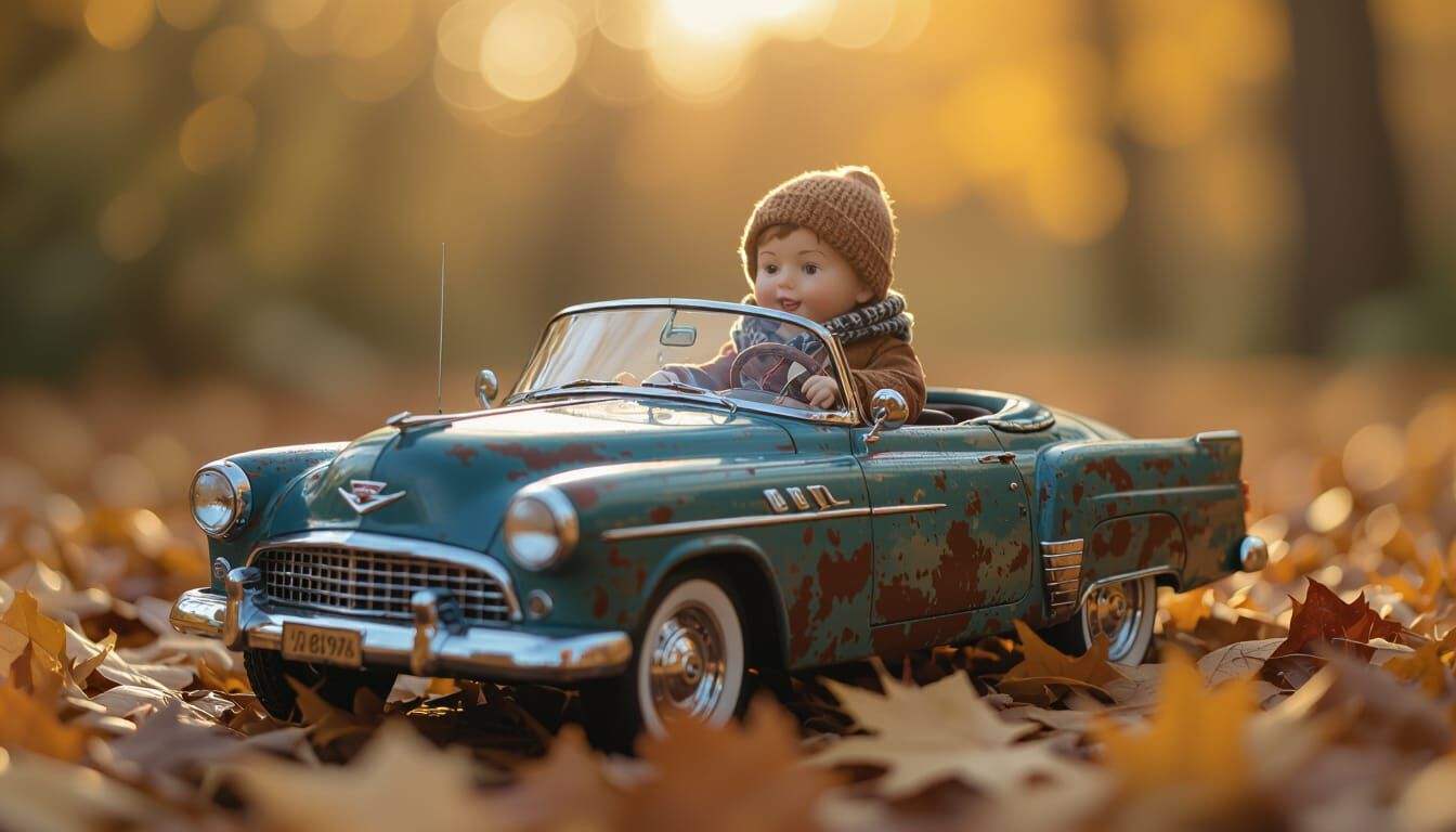  A young driver of a miniature car