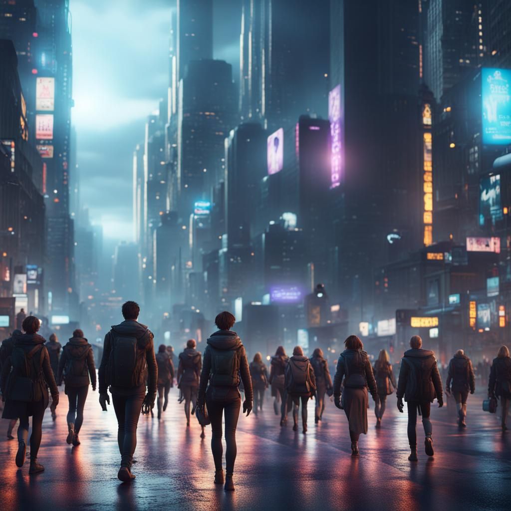 City lights. Big mass of people walks in the city  by @Ugy10
