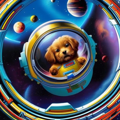 Puppy Space Adventures 1 - AI Generated Artwork - NightCafe Creator