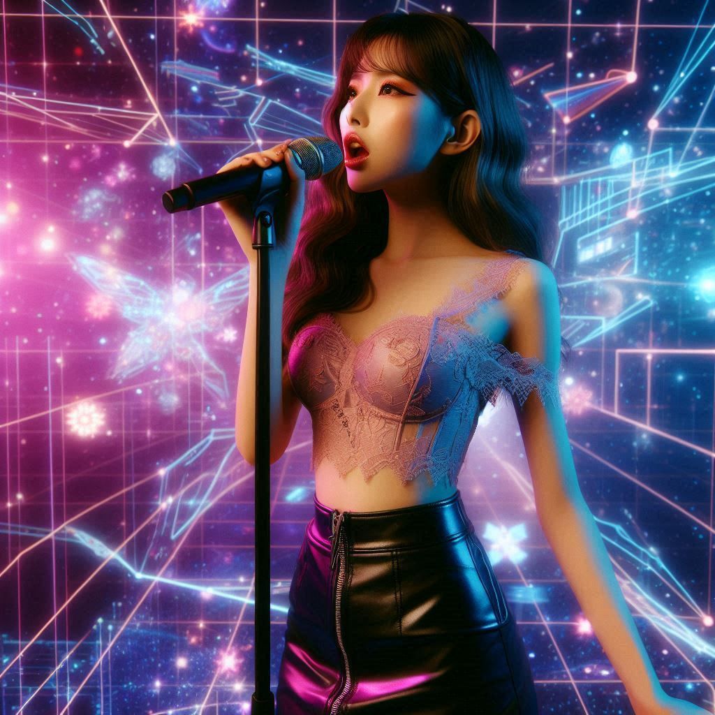 space fantasy sensual (portait:1.5) cute japanese girl singe...