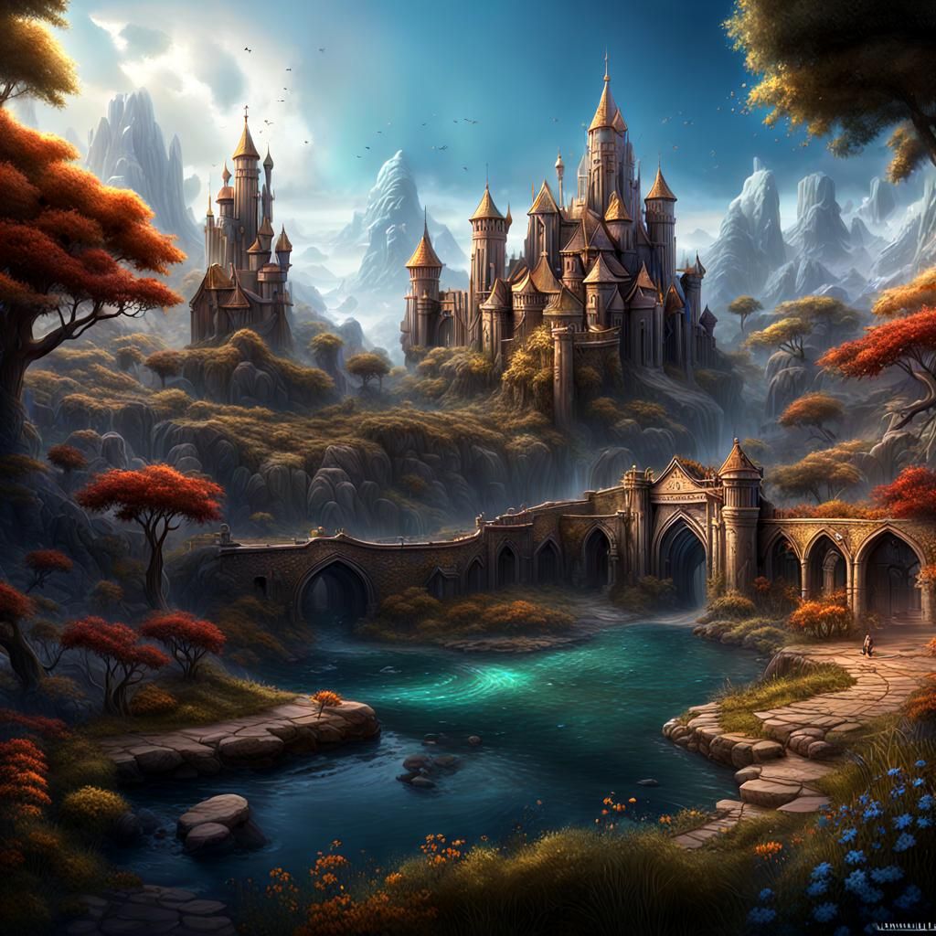 Sheep with Shepherd in Detailed Matte Painting