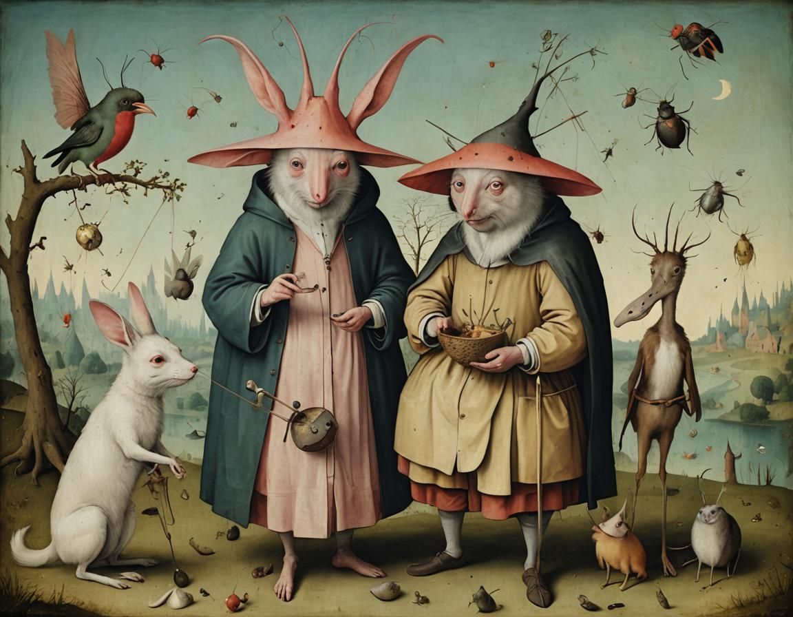 A Friend in Need in the style of Hieronymus Bosch