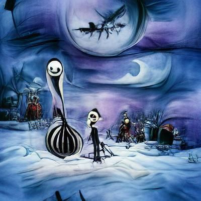 tim burton nightmare before christmas AI Generated Artwork