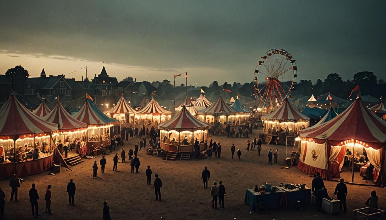 The circus came to town last night,
and the tattered big top...