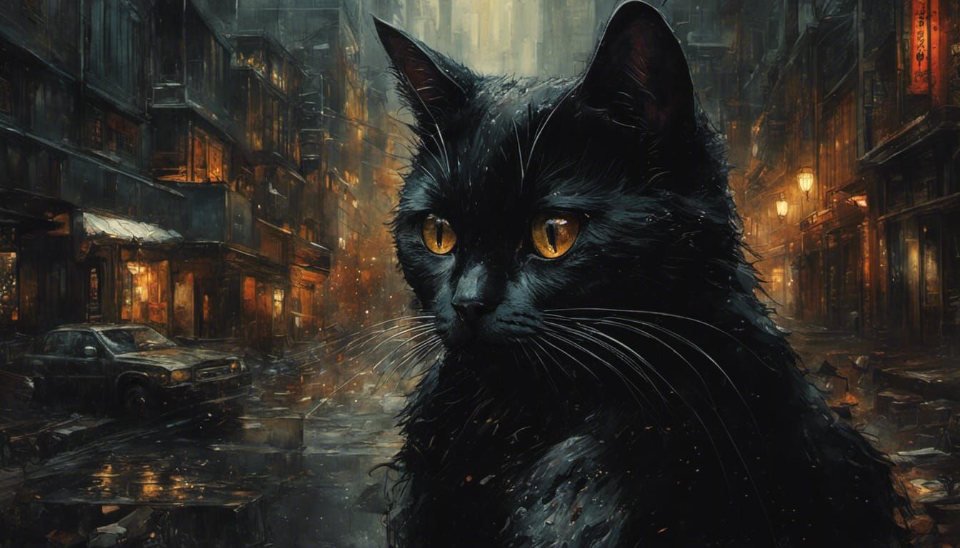 Giant black cat - AI Generated Artwork - NightCafe Creator