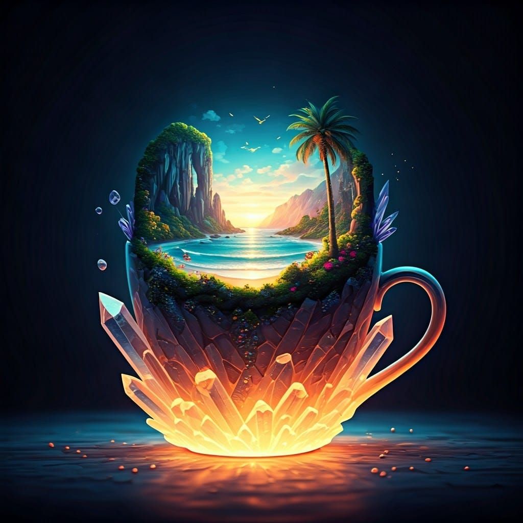 Surreal, Glowing Cup Unveils Fantastical Beachscapes and Hid...