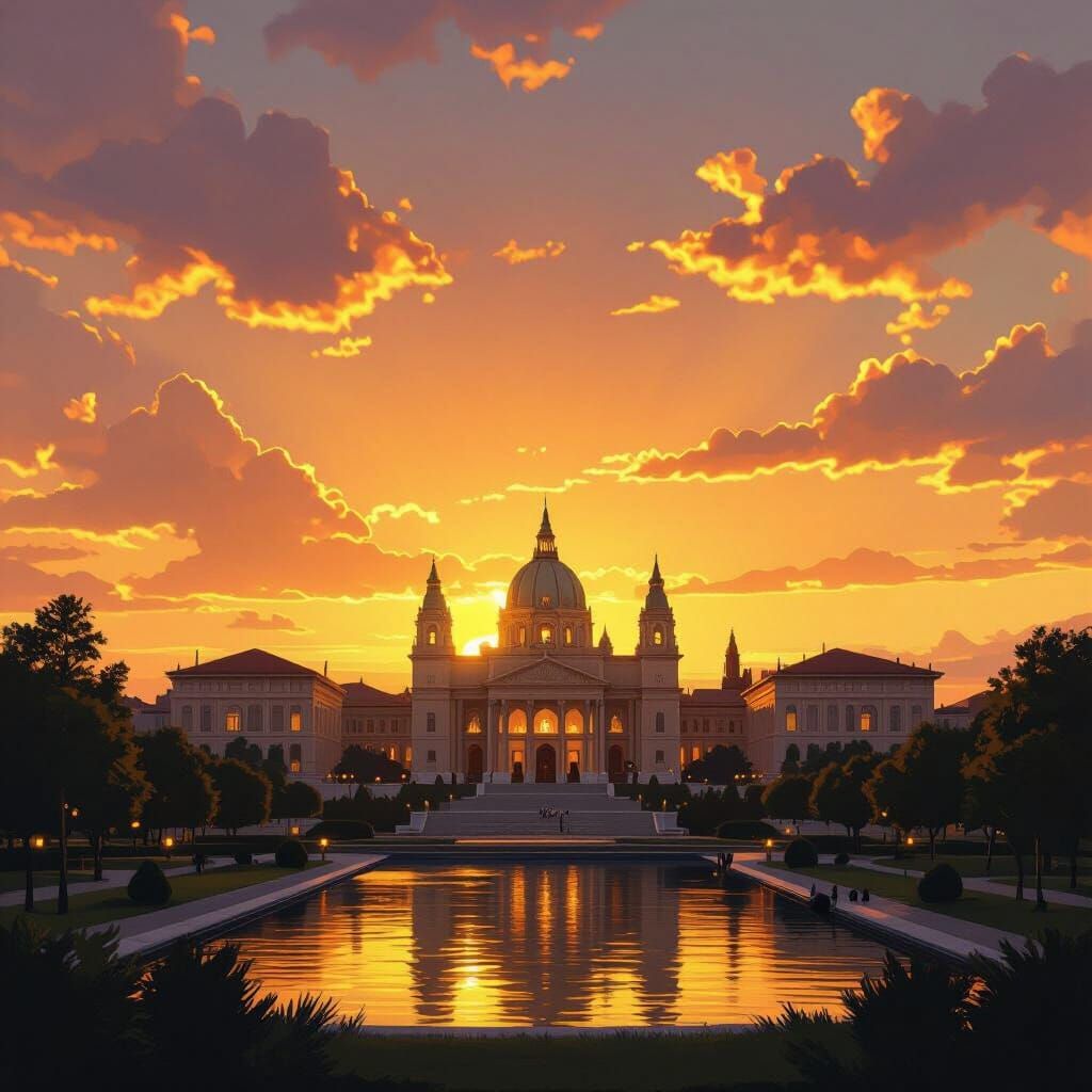 Temple Sunset Inspired by Beaux-Arts Architecture