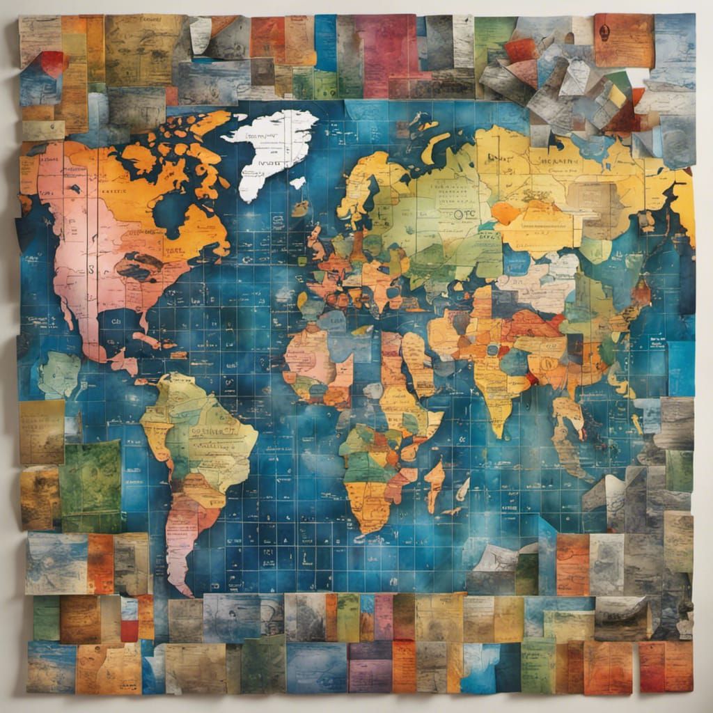 World Map and Periodic Table Collage