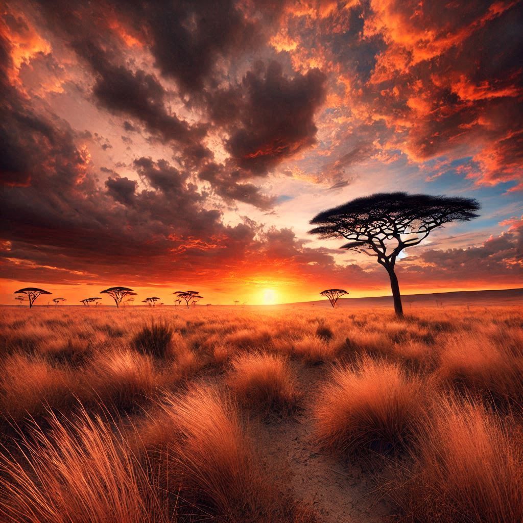 Savanna under sunset