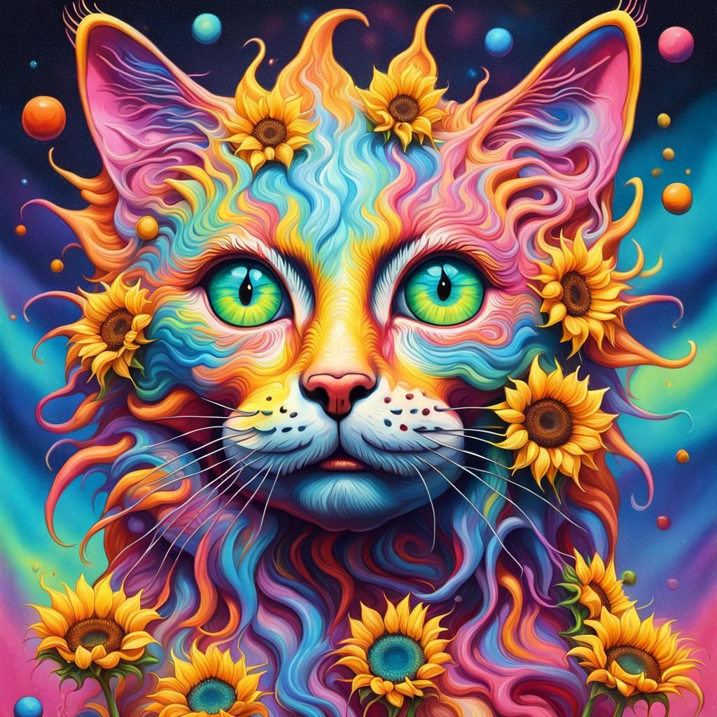 Starry Electric Lighting Cat Tie Dye Sunflowers Rainbow surrealism ...