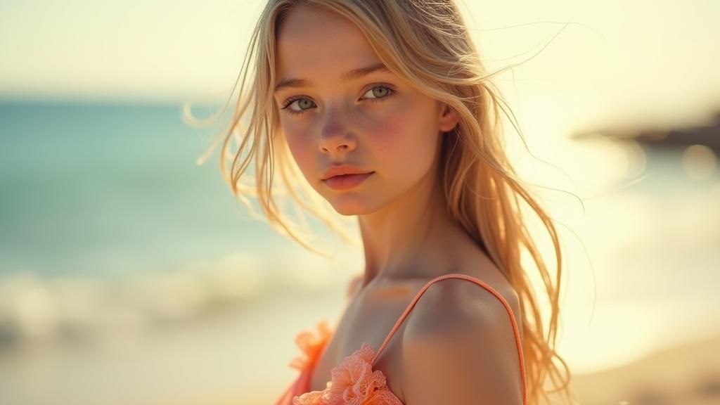 Petite girl on beach