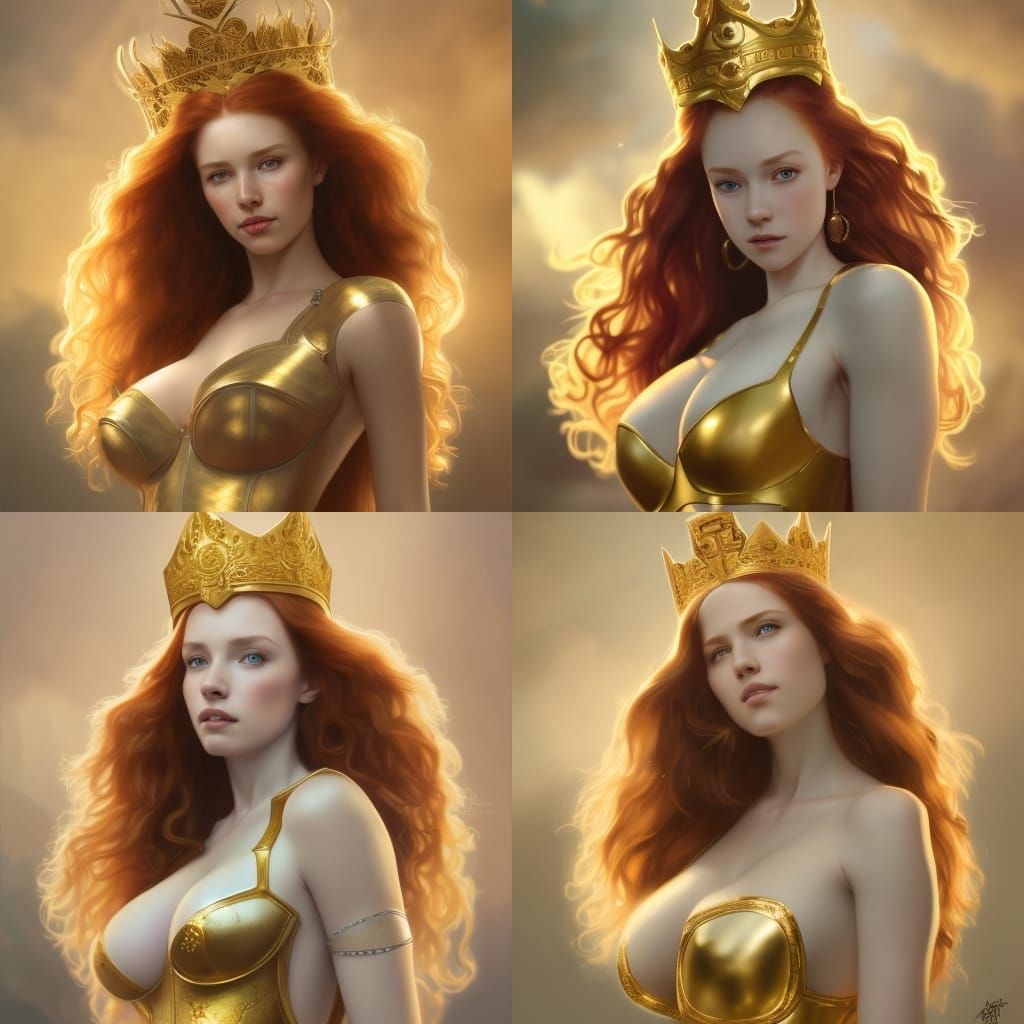RedHead Queen with Gold Armor