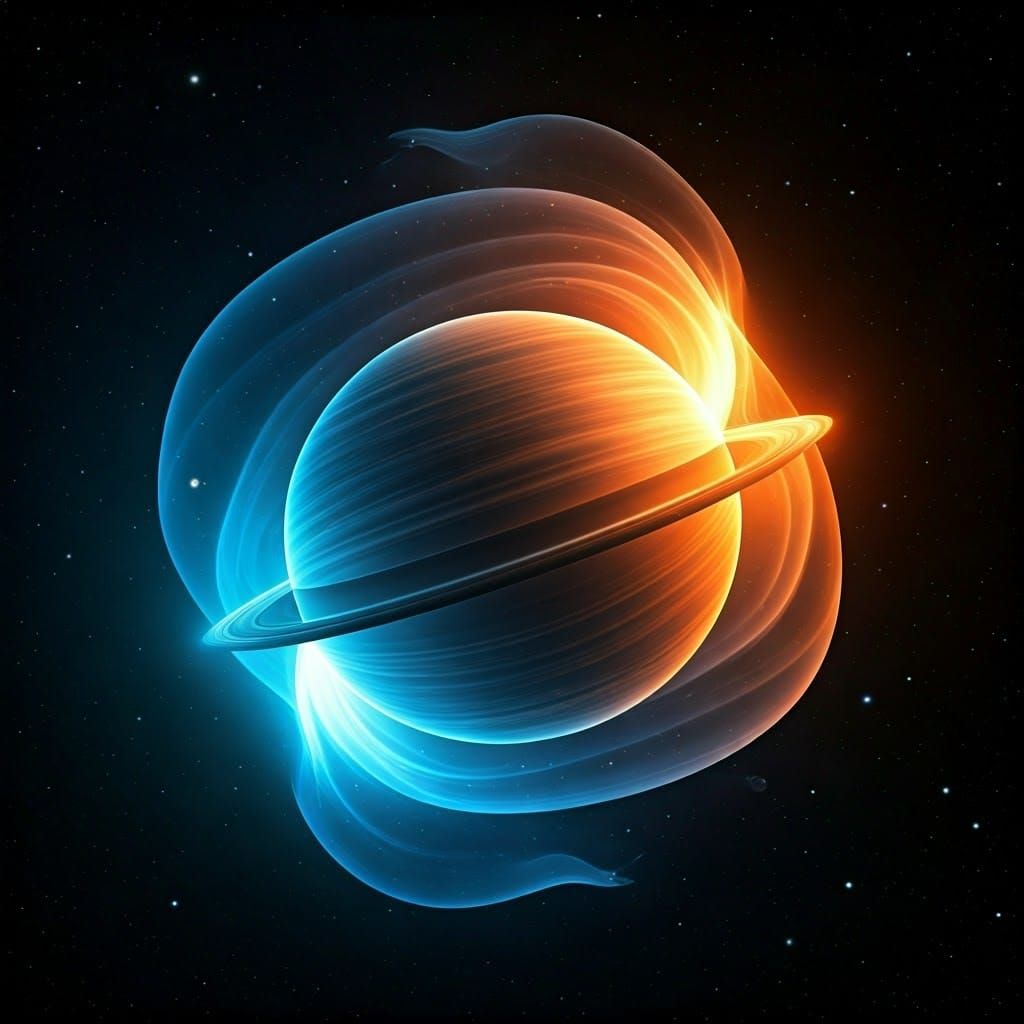 Red and Blue Hearts Merge in Astral Waterfall