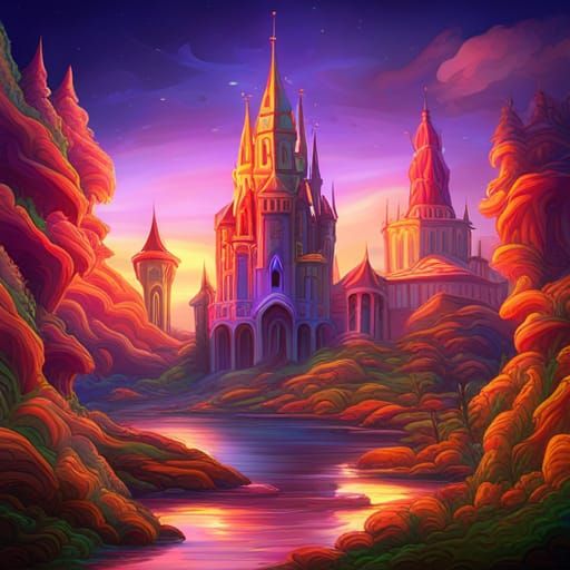 Psychedelic fantasy castle - AI Generated Artwork - NightCafe Creator